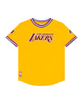 NBA LOS ANGELES LAKERS CLASSIC T-SHIRT CÔTELÉ RAYÉ À MANCHES COURTES POUR GARÇON JUNIOR (JAUNE/VIOLET)