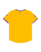 NBA LOS ANGELES LAKERS CLASSIC T-SHIRT CÔTELÉ RAYÉ À MANCHES COURTES POUR GARÇON JUNIOR (JAUNE/VIOLET)