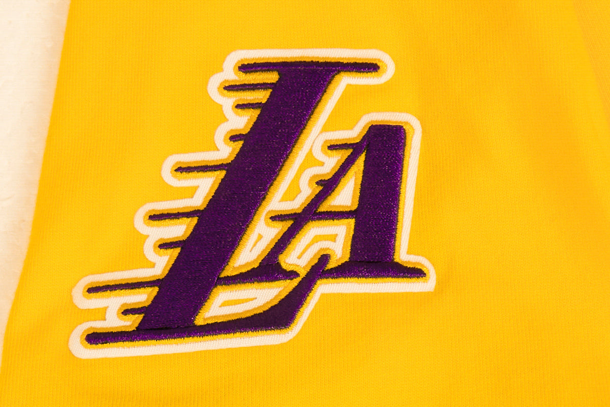 NBA LOS ANGELES LAKERS CLASSIC T-SHIRT CÔTELÉ RAYÉ À MANCHES COURTES POUR GARÇON JUNIOR (JAUNE/VIOLET)
