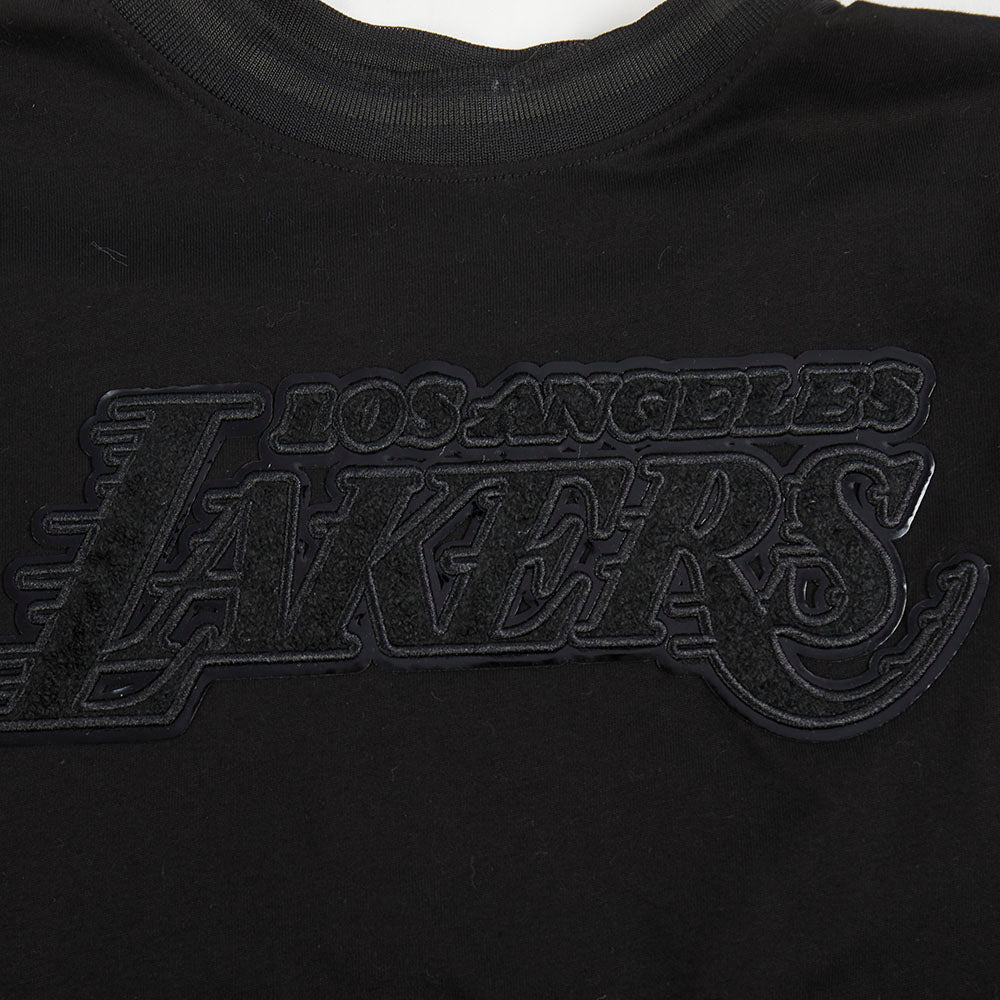 NBA LOS ANGELES LAKERS TRIPLE BLACK BIG BOY'S SS STRIPED RIB TEE (JET BLACK)