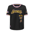 NBA LOS ANGELES LAKERS RETRO CLASSIC BIG BOY'S SS STRIPED RIB TEE (BLACK/PURPLE)