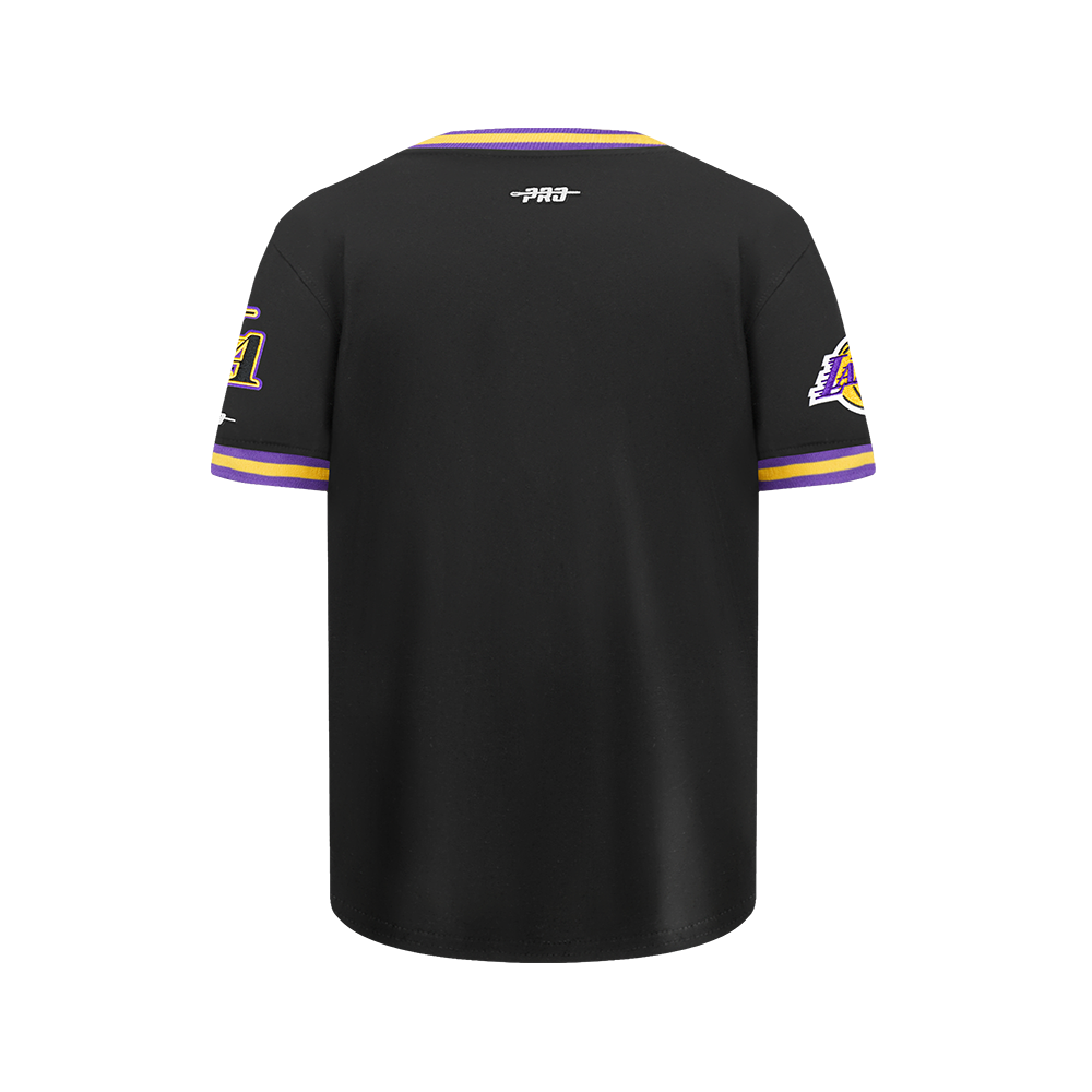 NBA LOS ANGELES LAKERS RETRO CLASSIC BIG BOY'S SS STRIPED RIB TEE (BLACK/PURPLE)