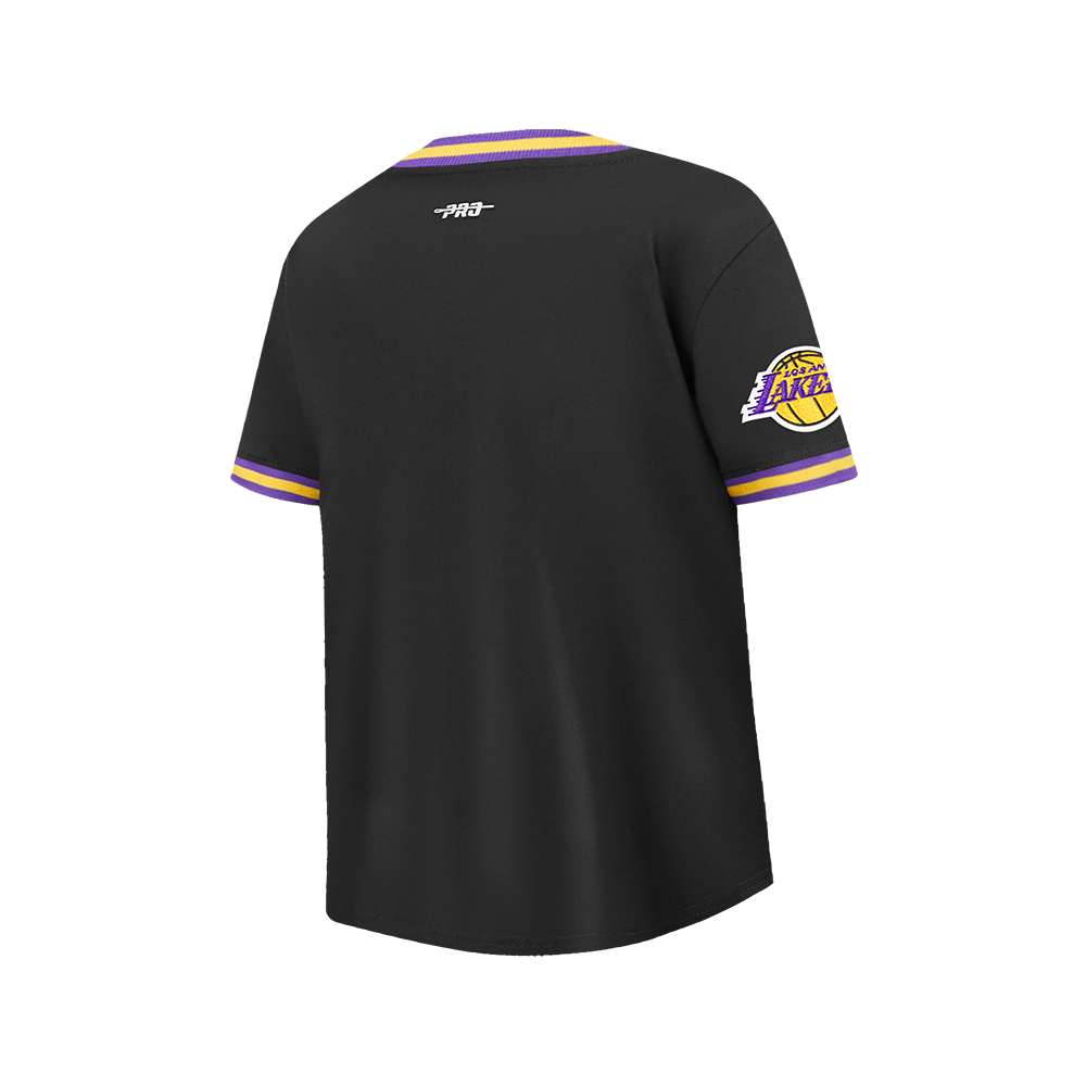 NBA LOS ANGELES LAKERS RETRO CLASSIC BIG BOY'S SS STRIPED RIB TEE (BLACK/PURPLE)