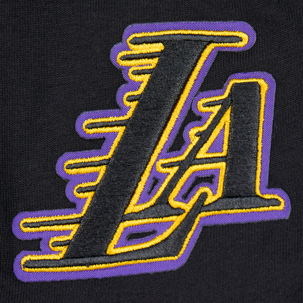 NBA LOS ANGELES LAKERS RETRO CLASSIC BIG BOY'S SS STRIPED RIB TEE (BLACK/PURPLE)