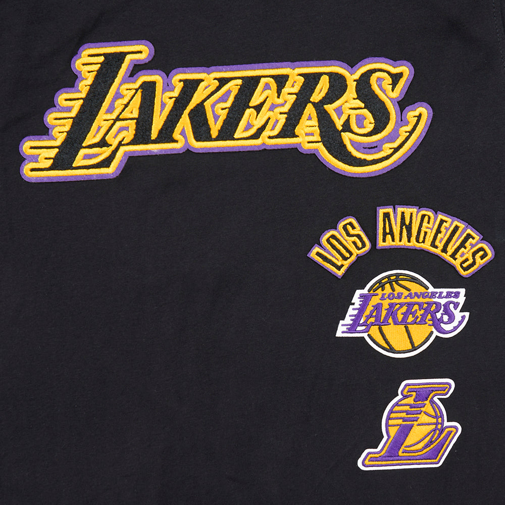 NBA LOS ANGELES LAKERS RETRO CLASSIC BIG BOY'S SS STRIPED RIB TEE (BLACK/PURPLE)