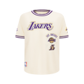 NBA LOS ANGELES LAKERS RETRO CLASSIC BIG BOY'S SS STRIPED RIB TEE (EGGSHELL/ PURPLE)