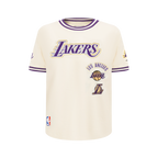 NBA LOS ANGELES LAKERS RETRO CLASSIC BIG BOY'S SS STRIPED RIB TEE (EGGSHELL/ PURPLE)