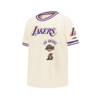 NBA LOS ANGELES LAKERS RETRO CLASSIC BIG BOY'S SS STRIPED RIB TEE (EGGSHELL/ PURPLE)