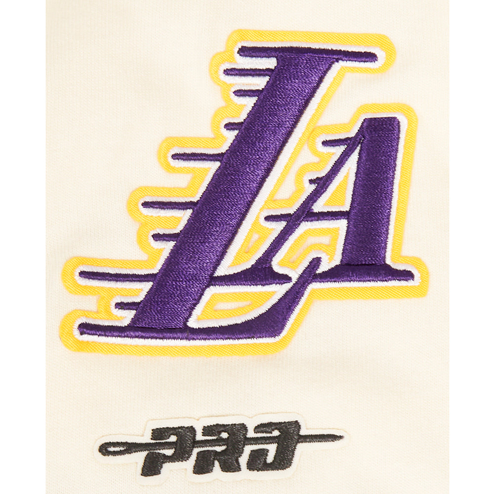 NBA LOS ANGELES LAKERS RETRO CLASSIC BIG BOY'S SS STRIPED RIB TEE (EGGSHELL/ PURPLE)
