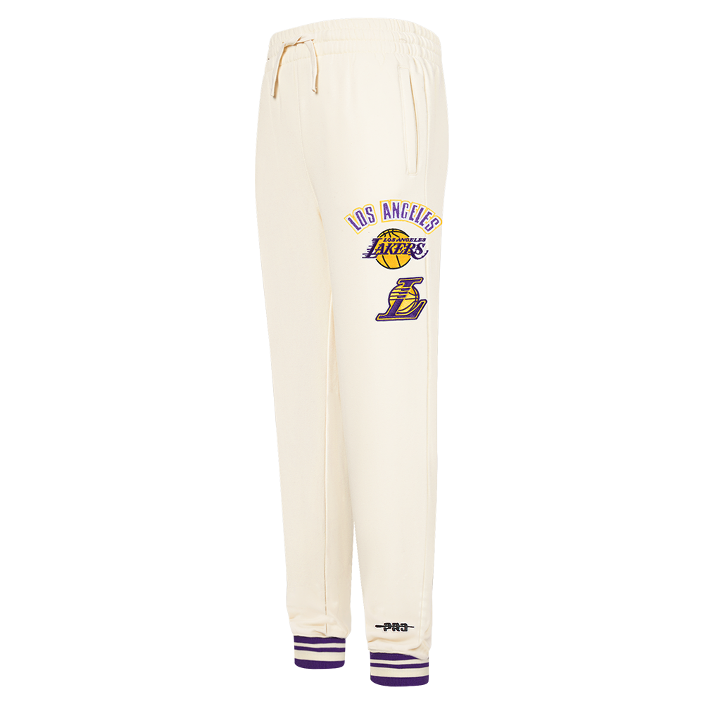 NBA LOS ANGELES LAKERS RETRO CLASSIC BIG BOY'S RIB FLC SWEATPANT (EGGSHELL/ PURPLE)