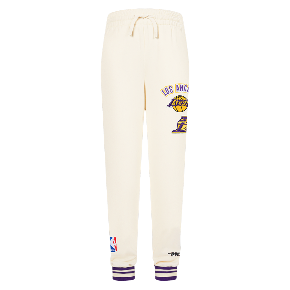 NBA LOS ANGELES LAKERS RETRO CLASSIC BIG BOY'S RIB FLC SWEATPANT (EGGSHELL/ PURPLE)