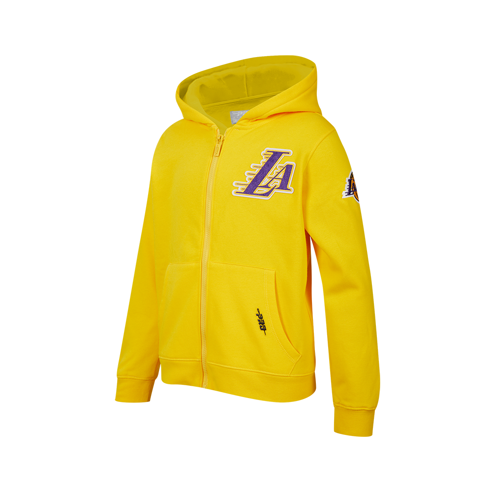 NBA LOS ANGELES LAKERS CLASSIC BIG BOY'S FLEECE FULL ZIP HOODIE (YELLOW)
