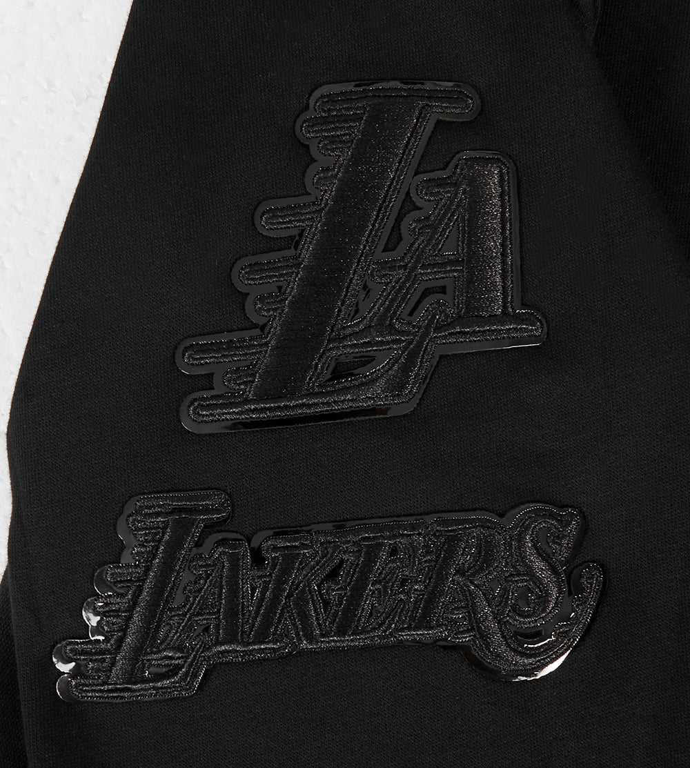 NBA LOS ANGELES LAKERS TRIPLE BLACK BIG BOY'S FLEECE PULLOVER HOODIE (BLACK)