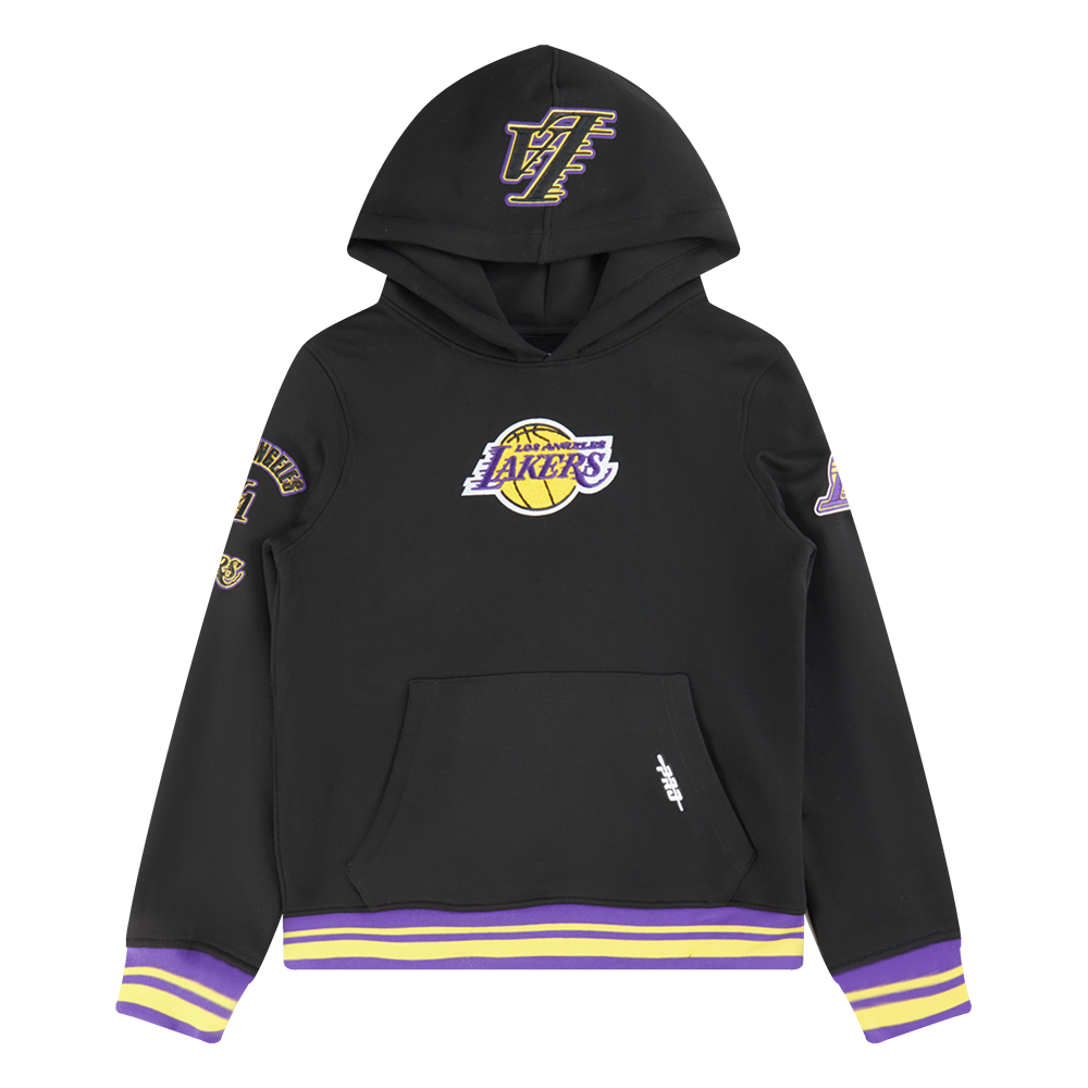 NBA LOS ANGELES LAKERS RETRO CLASSIC CHANDAIL À CAPUCHON EN MOLLETON CÔTELÉ POUR GARÇON JUNIOR (NOIR/VIOLET)