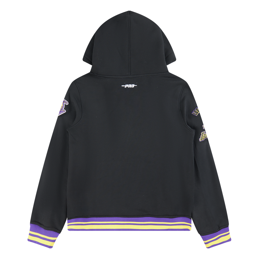 NBA LOS ANGELES LAKERS RETRO CLASSIC BIG BOYS RIB FLEECE PULLOVER HOODIE (BLACK/PURPLE)