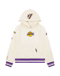 NBA LOS ANGELES LAKERS RETRO CLASSIC BIG BOY'S RIB FLEECE PULLOVER HOODIE (EGGSHELL/ PURPLE)
