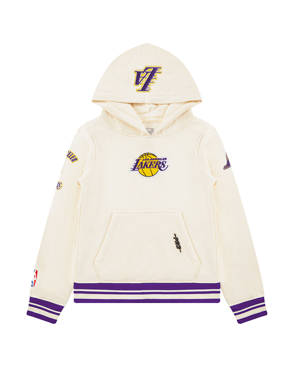 NBA LOS ANGELES LAKERS RETRO CLASSIC CHANDAIL À CAPUCHON EN MOLLETON CÔTELÉ POUR GARÇON JUNIOR (COQUILLE D'ŒUF/VIOLET)