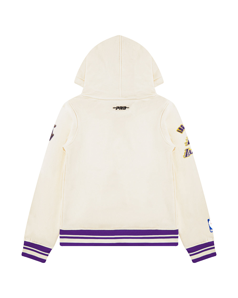 NBA LOS ANGELES LAKERS RETRO CLASSIC BIG BOY'S RIB FLEECE PULLOVER HOODIE (EGGSHELL/ PURPLE)