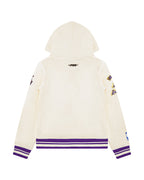 NBA LOS ANGELES LAKERS RETRO CLASSIC BIG BOY'S RIB FLEECE PULLOVER HOODIE (EGGSHELL/ PURPLE)