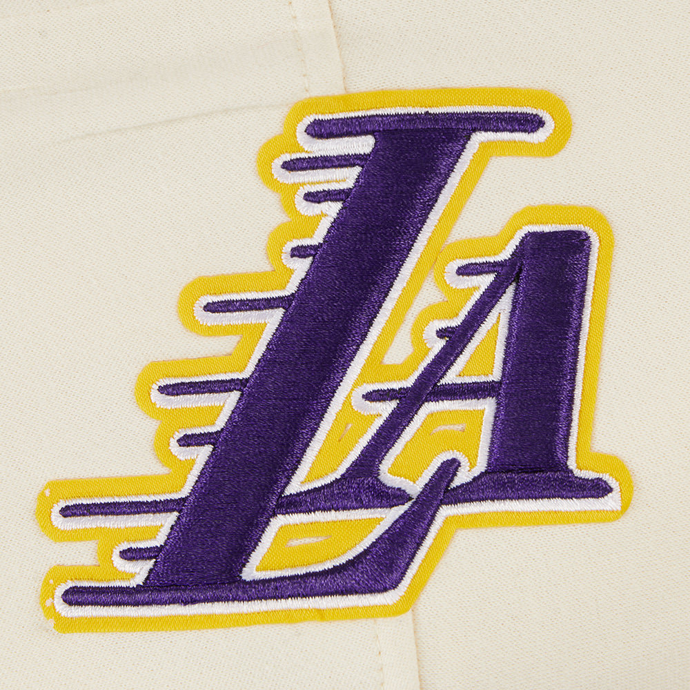 NBA LOS ANGELES LAKERS RETRO CLASSIC BIG BOY'S RIB FLEECE PULLOVER HOODIE (EGGSHELL/ PURPLE)