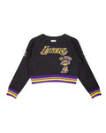 NBA LOS ANGELES LAKERS RETRO CLASSIC BIG GIRL'S RIB FLC CREWNECK (BLACK/PURPLE)