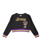 NBA LOS ANGELES LAKERS RETRO CLASSIC BIG GIRL'S RIB FLC CREWNECK (BLACK/PURPLE)