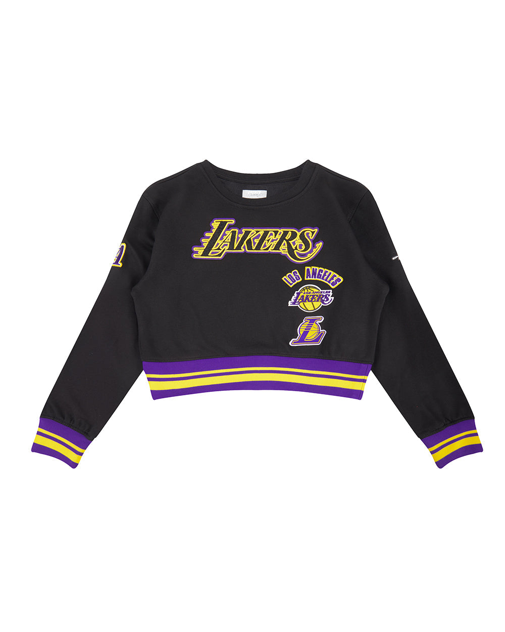 NBA LOS ANGELES LAKERS RETRO CLASSIC BIG GIRL'S RIB FLC CREWNECK (BLACK/PURPLE)