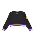 NBA LOS ANGELES LAKERS RETRO CLASSIC BIG GIRL'S RIB FLC CREWNECK (BLACK/PURPLE)