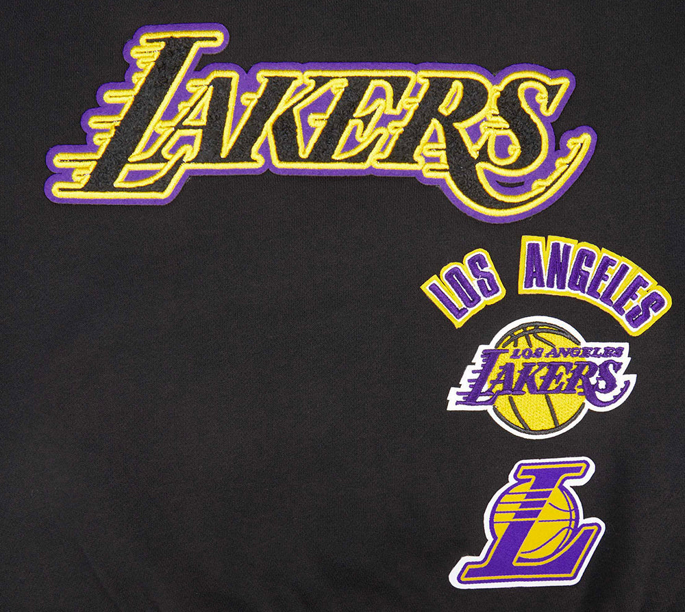 NBA LOS ANGELES LAKERS RETRO CLASSIC BIG GIRL'S RIB FLC CREWNECK (BLACK/PURPLE)
