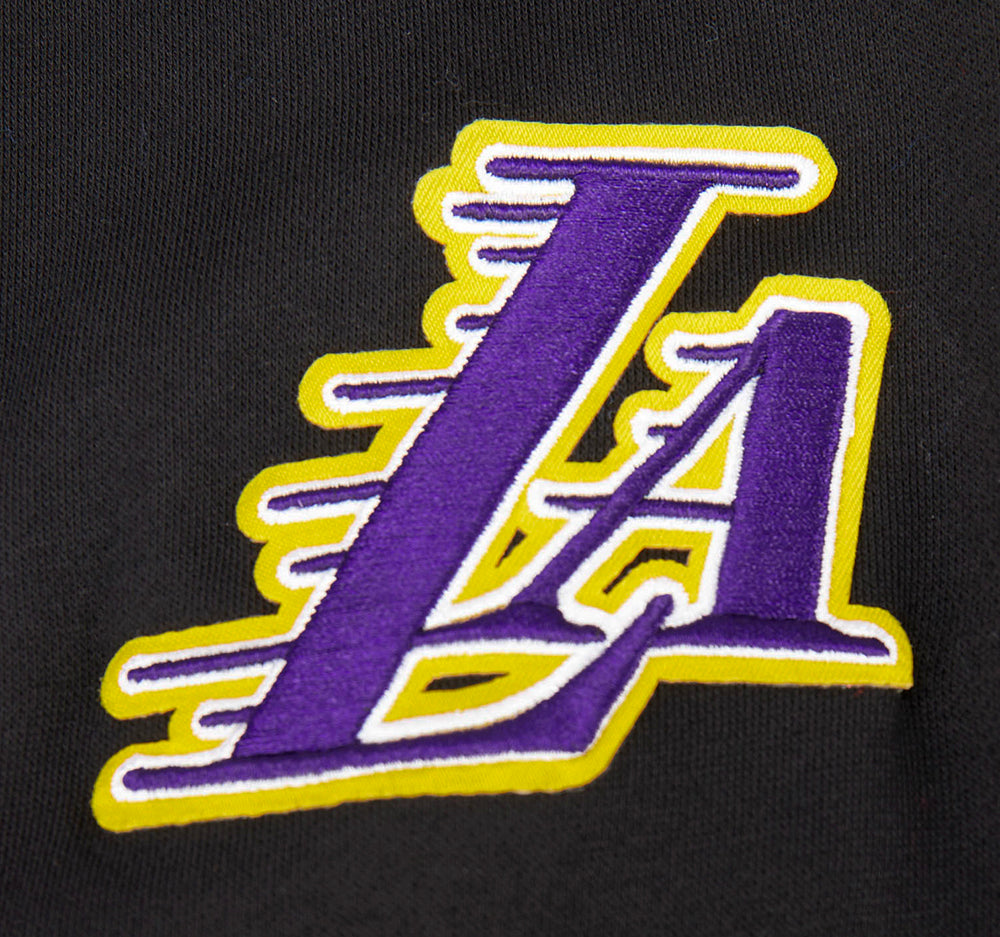 NBA LOS ANGELES LAKERS RETRO CLASSIC BIG GIRL'S RIB FLC CREWNECK (BLACK/PURPLE)