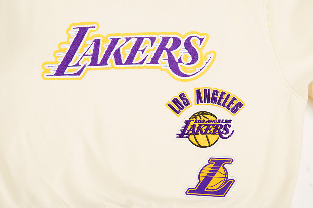 NBA LOS ANGELES LAKERS RETRO CLASSIC CHANDAIL À COL ROND EN MOLLETON CÔTELÉ POUR FILLE JUNIOR (COQUILLE D'ŒUF/VIOLET)