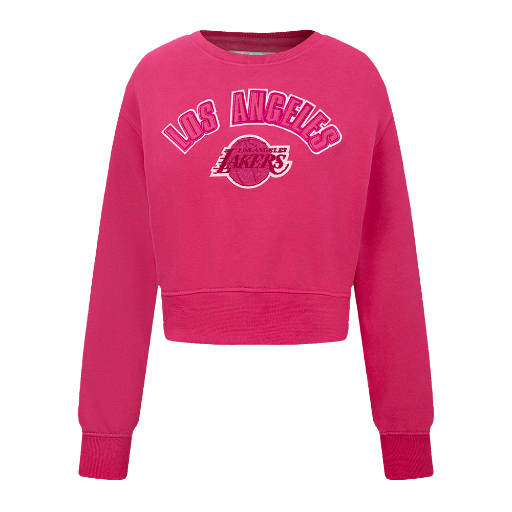 NBA LOS ANGELES LAKERS TRIPLE PINK BIG GIRL'S FLC CREWNECK (BEETROOT PURPLE)