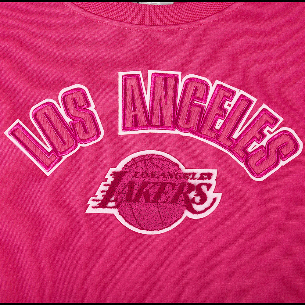NBA LOS ANGELES LAKERS TRIPLE PINK BIG GIRL'S FLC CREWNECK (BEETROOT PURPLE)