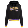 NBA LOS ANGELES LAKERS SCRIPT TAIL CHANDAIL À CAPUCHON COURT EN MOLLETON CÔTELÉ POUR FEMME (NOIR/VIOLET)