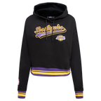 NBA LOS ANGELES LAKERS SCRIPT TAIL CHANDAIL À CAPUCHON COURT EN MOLLETON CÔTELÉ POUR FEMME (NOIR/VIOLET)