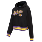 NBA LOS ANGELES LAKERS SCRIPT TAIL CHANDAIL À CAPUCHON COURT EN MOLLETON CÔTELÉ POUR FEMME (NOIR/VIOLET)