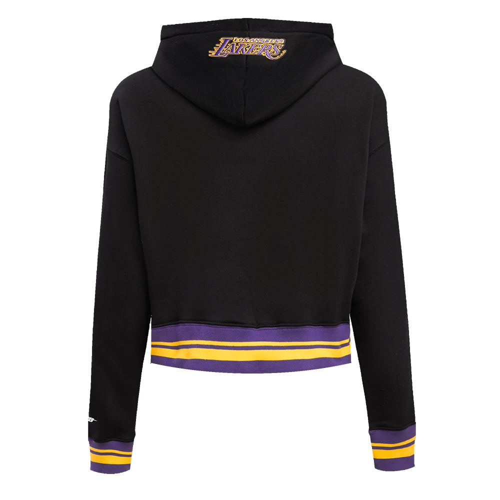 NBA LOS ANGELES LAKERS SCRIPT TAIL CHANDAIL À CAPUCHON COURT EN MOLLETON CÔTELÉ POUR FEMME (NOIR/VIOLET)