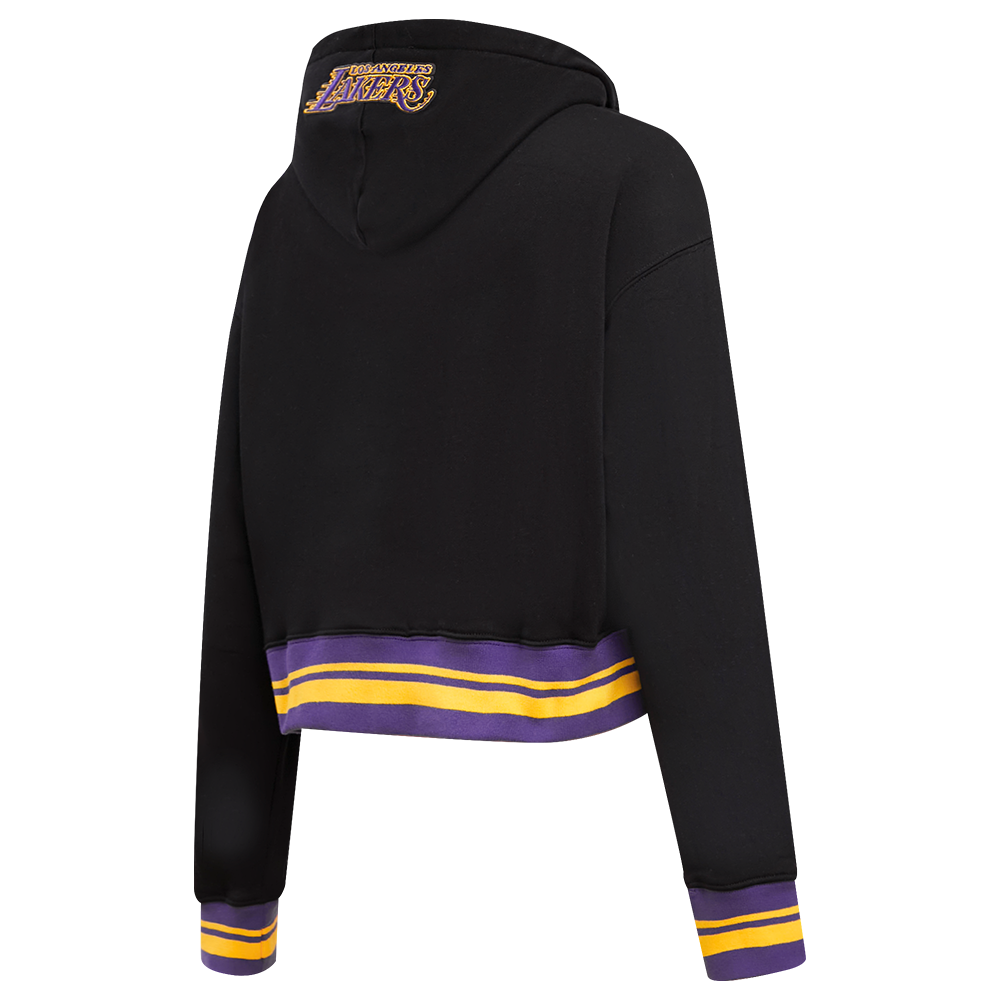NBA LOS ANGELES LAKERS SCRIPT TAIL CHANDAIL À CAPUCHON COURT EN MOLLETON CÔTELÉ POUR FEMME (NOIR/VIOLET)