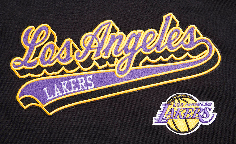 NBA LOS ANGELES LAKERS SCRIPT TAIL CHANDAIL À CAPUCHON COURT EN MOLLETON CÔTELÉ POUR FEMME (NOIR/VIOLET)