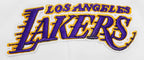 NBA LOS ANGELES LAKERS SCRIPT TAIL WOMEN'S RIB FLEECE CROPPED PULLOVER HOODIE (WHITE/BLACK)
