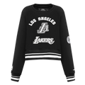 NBA LOS ANGELES LAKERS PEARLS CHANDAIL À COL ROND EN MOLLETON CÔTELÉ POUR FEMME (NOIR)