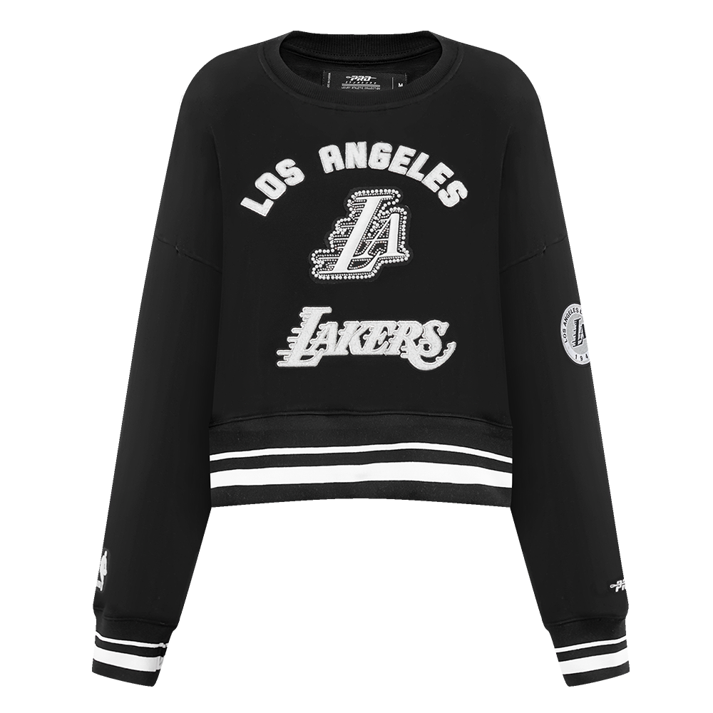 NBA LOS ANGELES LAKERS PEARLS CHANDAIL À COL ROND EN MOLLETON CÔTELÉ POUR FEMME (NOIR)