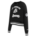 NBA LOS ANGELES LAKERS PEARLS CHANDAIL À COL ROND EN MOLLETON CÔTELÉ POUR FEMME (NOIR)