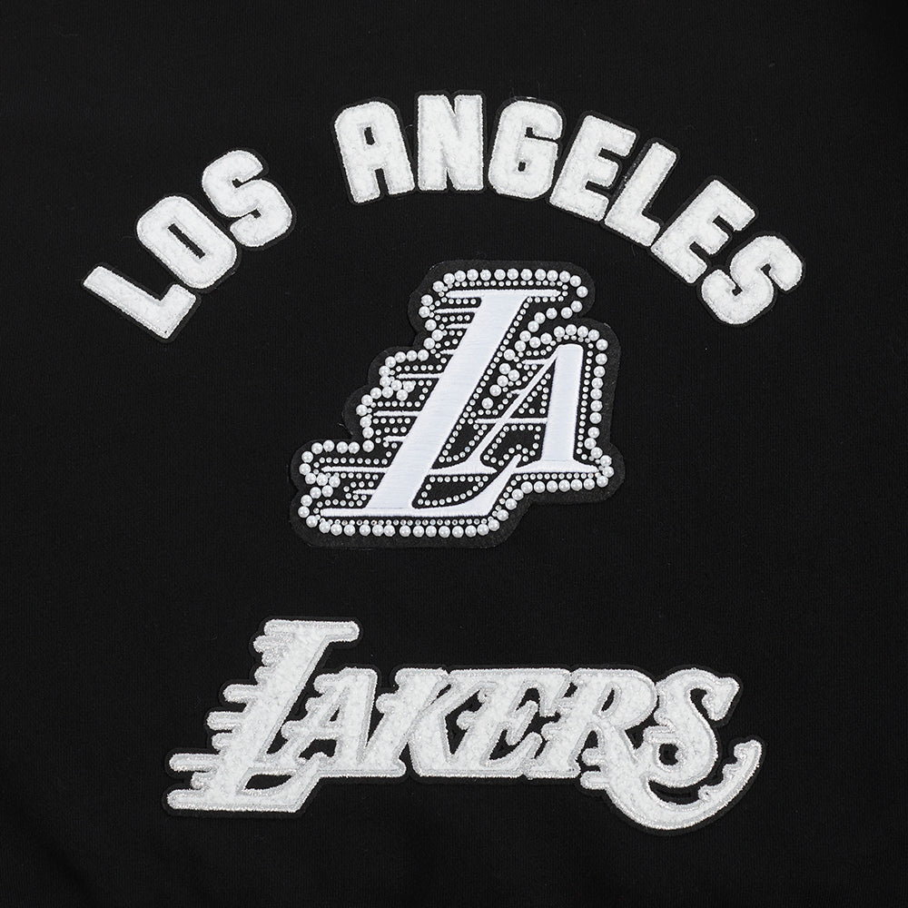 NBA LOS ANGELES LAKERS PEARLS CHANDAIL À COL ROND EN MOLLETON CÔTELÉ POUR FEMME (NOIR)