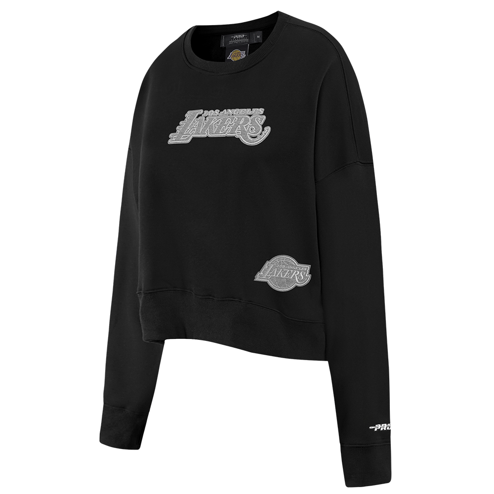 NBA LOS ANGELES LAKERS REVERSE FRENCH TERRY WOMEN'S FLEECE CREWNECK (BLACK)