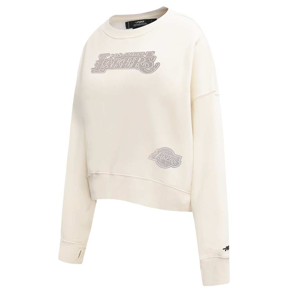 NBA LOS ANGELES LAKERS REVERSE FRENCH TERRY WOMEN'S FLEECE CREWNECK (EGGSHELL)