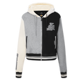NBA LOS ANGELES LAKERS REVERSE FRENCH TERRY CHANDAIL À CAPUCHON EN MOLLETON À GLISSIÈRE ET À BLOCS DE COULEUR POUR FEMME (NOIR/GRIS/COQUILLE D'ŒUF)