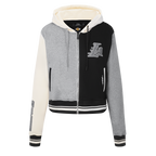 NBA LOS ANGELES LAKERS REVERSE FRENCH TERRY CHANDAIL À CAPUCHON EN MOLLETON À GLISSIÈRE ET À BLOCS DE COULEUR POUR FEMME (NOIR/GRIS/COQUILLE D'ŒUF)