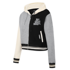 NBA LOS ANGELES LAKERS REVERSE FRENCH TERRY CHANDAIL À CAPUCHON EN MOLLETON À GLISSIÈRE ET À BLOCS DE COULEUR POUR FEMME (NOIR/GRIS/COQUILLE D'ŒUF)