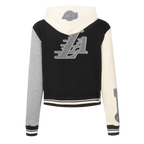NBA LOS ANGELES LAKERS REVERSE FRENCH TERRY CHANDAIL À CAPUCHON EN MOLLETON À GLISSIÈRE ET À BLOCS DE COULEUR POUR FEMME (NOIR/GRIS/COQUILLE D'ŒUF)